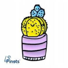 Pinets® Ozdobný špendlík žlutý kaktus v růžovém hrnci