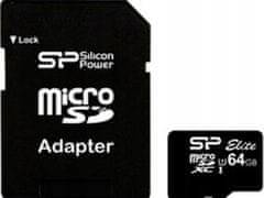 Silicon Power Paměťová karta microSDXC Elite 64GB + adaptér