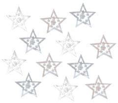 Anděl Přerov Hvězda dřevěná s lepíkem 4 cm, 12 ks