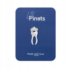 Pinets® Ozdobný špendlík stříbrný zub v koruně