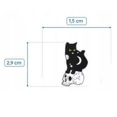 Pinets® Ozdobný špendlík měsíční černá kočka na bílé lebce