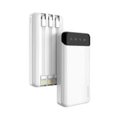 DUDAO K6Pro+ Power Bank 20000mAh 2x USB + kabel USB-C / Lightning / Micro USB, bílý