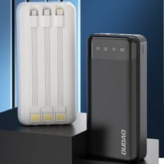 DUDAO K6Pro+ Power Bank 20000mAh 2x USB + kabel USB-C / Lightning / Micro USB, bílý