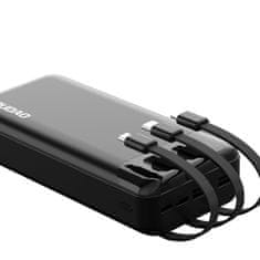 DUDAO K6Pro+ Power Bank 20000mAh 2x USB + kabel USB-C / Lightning / Micro USB, černý