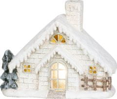 MAGIC HOME Domeček s komínem, keramika, 3xAA, 40 cm, LED