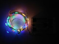 AUR Vánoční mikro řetěz na baterie, různobarevná, 5m, 50 LED