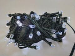 AUR Venkovní LED vánoční řetěz s šestihrannými LED diodami, studená bílá, 10m, 100 LED