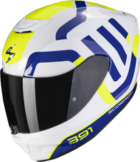 SCORPION Moto přilba EXO-391 AROK bílo/modro/neonově žlutá XS