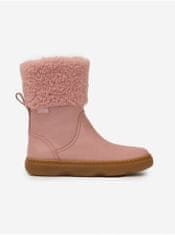 Camper Růžové holčičí kožené zimní boty s umělým kožíškem Camper 29