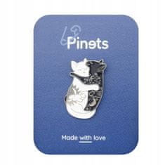 Pinets® Ozdobný špendlík dvě černobílé kočky, které se objímají