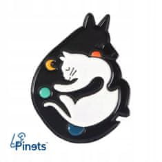 Pinets® Ozdobný špendlík dvě spící černobílé kočky, které se objímají