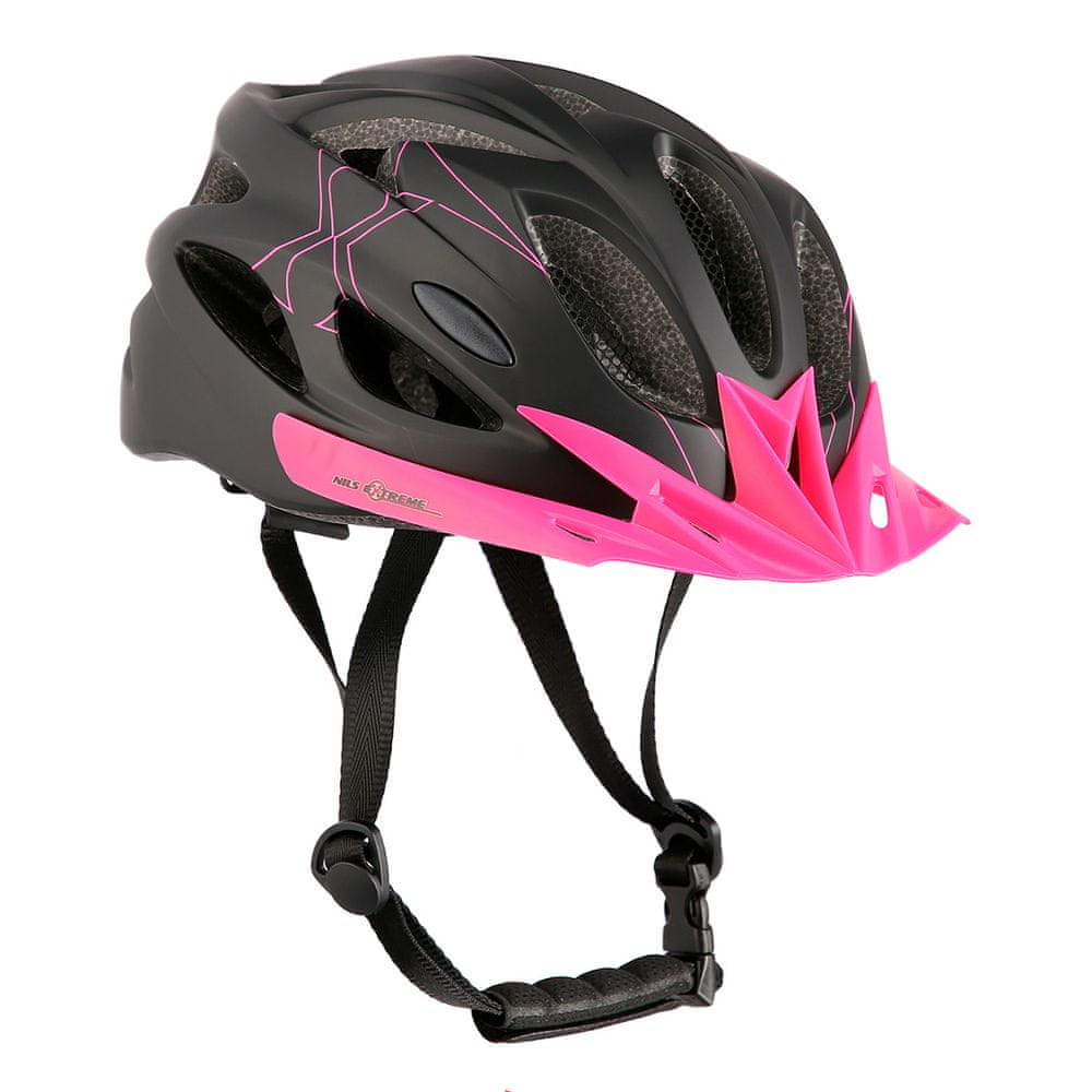Nils Extreme cyklistická helma MTW291 černá/růžová M