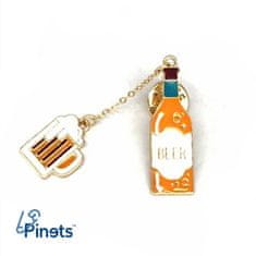 Pinets® Ozdobný špendlík láhev piva s korbelem na řetízku