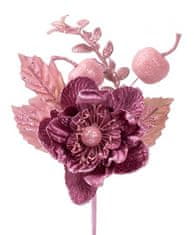 MAGIC HOME Větvička s květem, růžová, 22 cm, bal. 6 ks