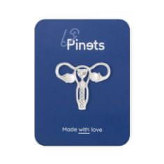 Pinets® Ozdobný špendlík stříbrná děloha s kubickou zirkonií a perlami