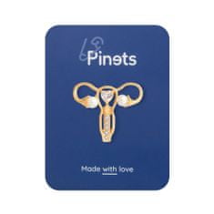 Pinets® Ozdobný špendlík zlatá děloha s kubickými zirkony a perlami