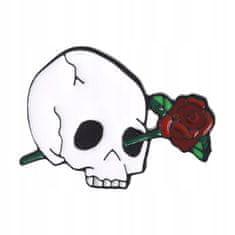 Pinets® Ozdobný špendlík lebka s červenou růží