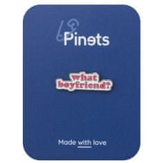 Pinets® Ozdobný špendlík růžový nápis What Boyfriend?