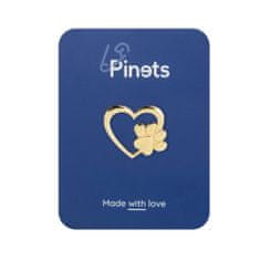Pinets® Ozdobný špendlík zlaté srdce s potiskem tlapky