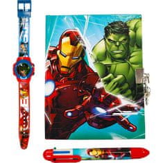 EUROSWAN Diář na zámek + hodinky + tužka 6 barev Avengers