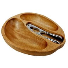 AMADEA Dřevěná miska ve tvaru ořechu s louskáčkem, masivní dřevo gabon, 23x28x4,5 cm