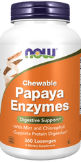 NOW Foods Papaya Enzymes, přírodní trávící enzymy, 360 pastilek