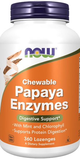 NOW Foods Papaya Enzymes, přírodní trávící enzymy, 360 pastilek