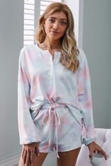 OMG! Dámská pletená pyžamová souprava Toine světle modrá, růžová XL