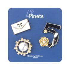 Pinets® Sada 3 kusů brož perla, dámská kabelka, číslo 5