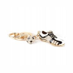 Pinets® Přívěsek na klíče zlatá fotbalová bota s míčem s kubickou zirkonií