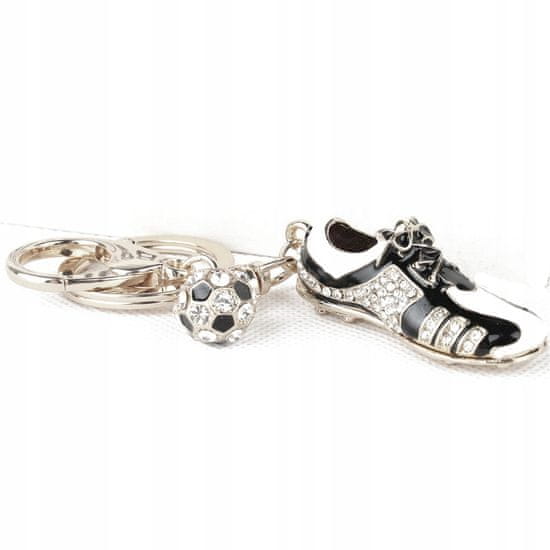 Pinets® Přívěsek na klíče stříbrná fotbalová bota s míčem s kubickou zirkonií