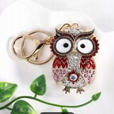 Pinets® Přívěsek na klíče červený ptáček s velkýma očima s kubickou zirkonií