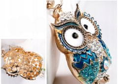 Pinets® Přívěsek na klíče modrý ptáček s velkýma očima s kubickou zirkonií