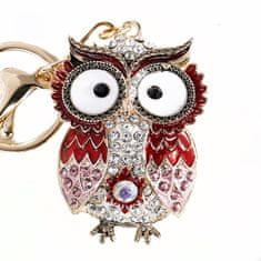 Pinets® Přívěsek na klíče červený ptáček s velkýma očima s kubickou zirkonií