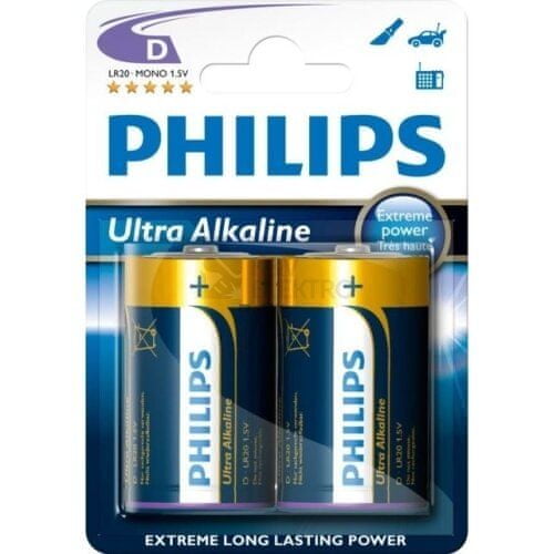Philips Alkalické baterie Philips Mono Dx2