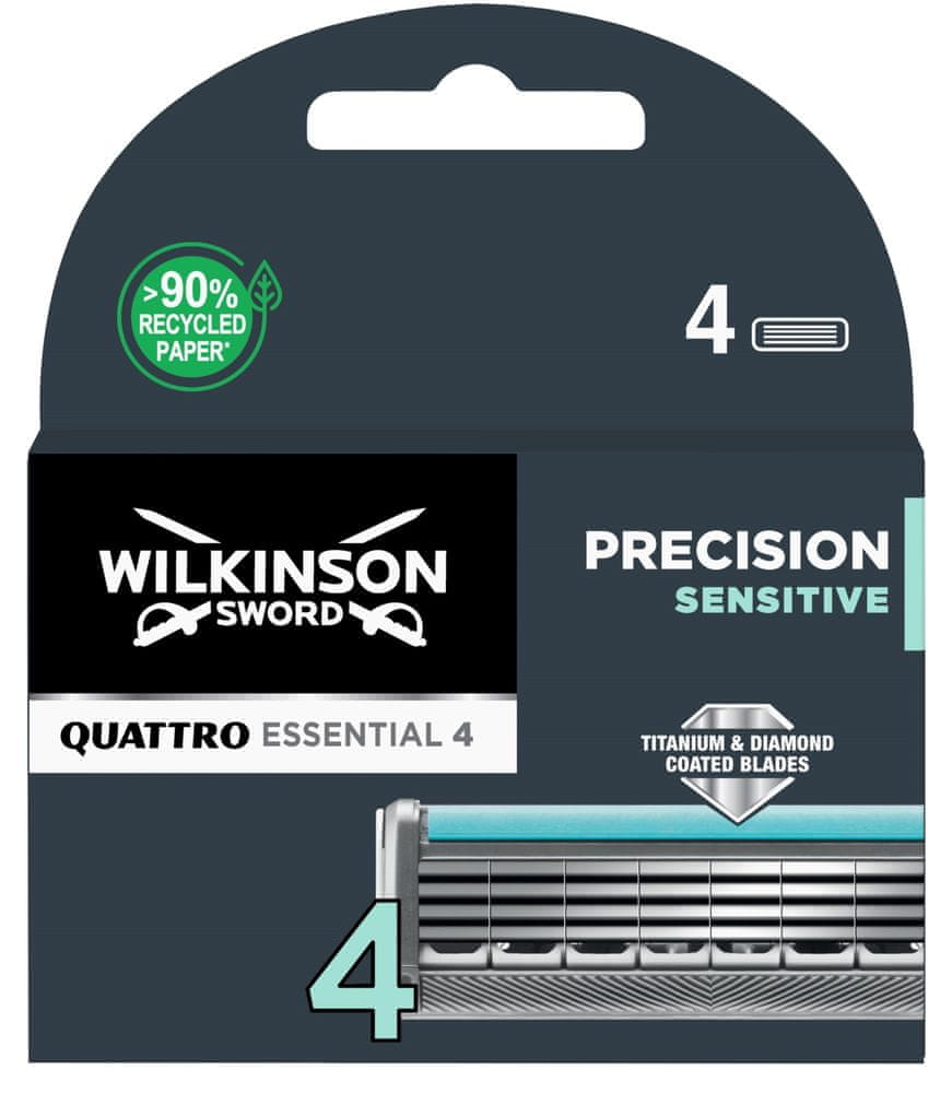 Levně Wilkinson Sword Quattro Essential Precision Sensitive náhradní hlavice (4 ks)