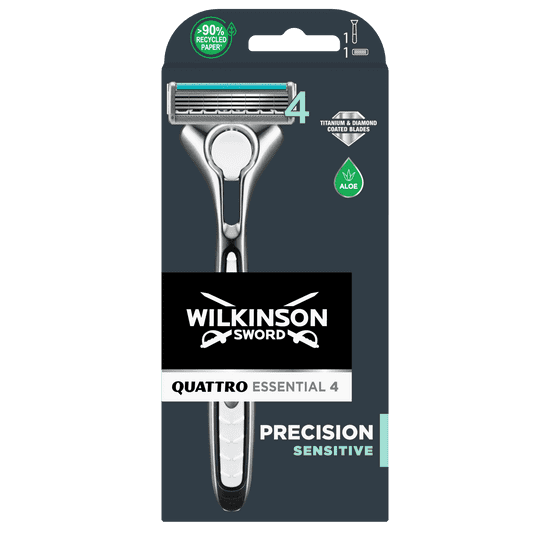 Wilkinson Sword Quattro Essential Precision Sensitive 1-up holicí strojek + 1 náhradní hlavice