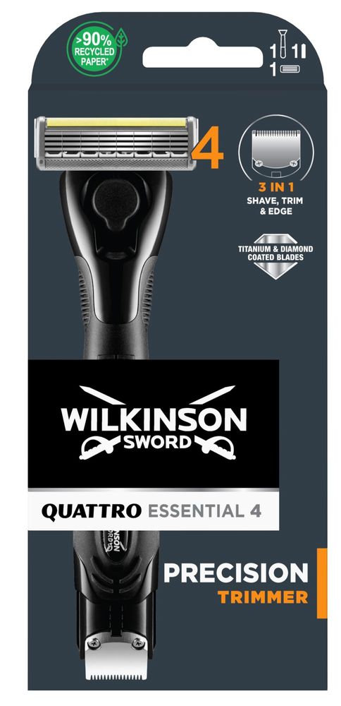 Levně Wilkinson Sword Quattro Essential Precision Trimmer 1-up holicí strojek + 1 náhradní hlavice