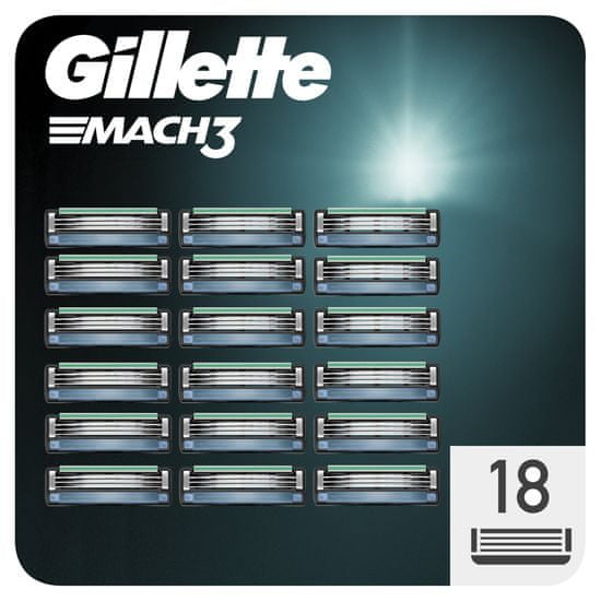 Gillette Mach3 Pánské Náhradní Holicí Hlavice 18 ks