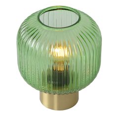 LUCIDE  Stolní retro lampa Malot Green, průměr 20cm