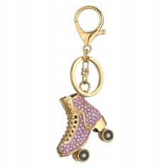 Pinets® Přívěsek na klíče zlaté kolečkové brusle s růžovými kubickými zirkony