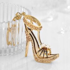 Pinets® Přívěsek na klíče zlato-černé dámské pantofle s kubickou zirkonií
