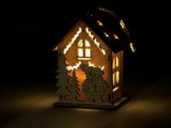 Kraftika 1ks přírodní dekorace dřevěný domeček svítící k zavěšení