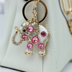 Pinets® Přívěsek na klíče slon s růžovými kubickými zirkony