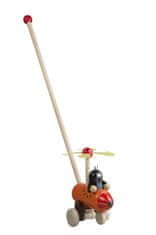 Detoa Strkadlo Krtek a vrtulník dřevo 60cm tlačící s tyčkou v sáčku 12m+