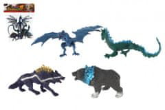 Teddies  Zvířata Fantasy plast drak vlkodlak 4ks