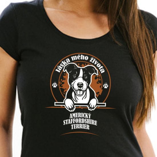 STRIKER Dámské tričko americký stafordšírský terier Barva: Černá, Velikost: S