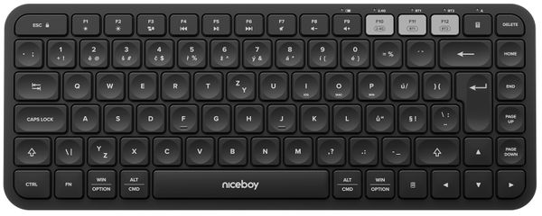 Bezdrátová klávesnice Niceboy Office K30X BT kancelář použití nejen do kanceláře CZ SK layout chocolate spínače nízkoprofilové bluetooth USB 2,4GHz ergonomický design