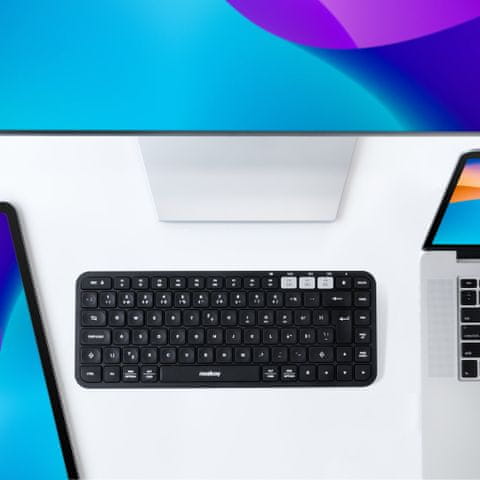 Bezdrátová klávesnice Niceboy Office K30X BT kancelář použití nejen do kanceláře CZ SK layout chocolate spínače nízkoprofilové bluetooth USB 2,4GHz ergonomický design