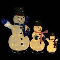 shumee Dekorativní vánoční rodinka sněhuláků s LED luxusní tkanina